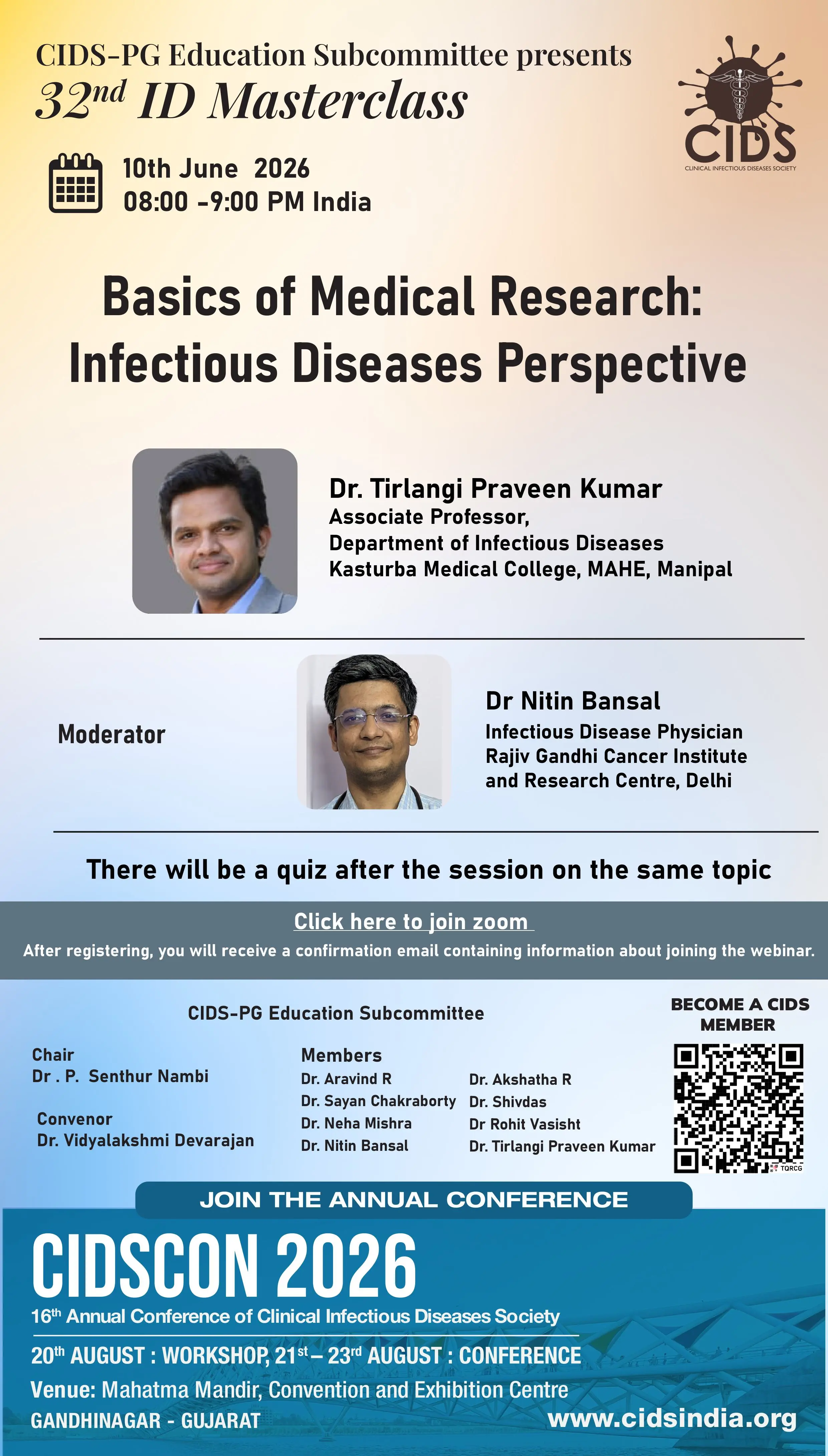CIDS-PG Education Subcommittee presents 32nd ID Masterclass, 10th June 2026